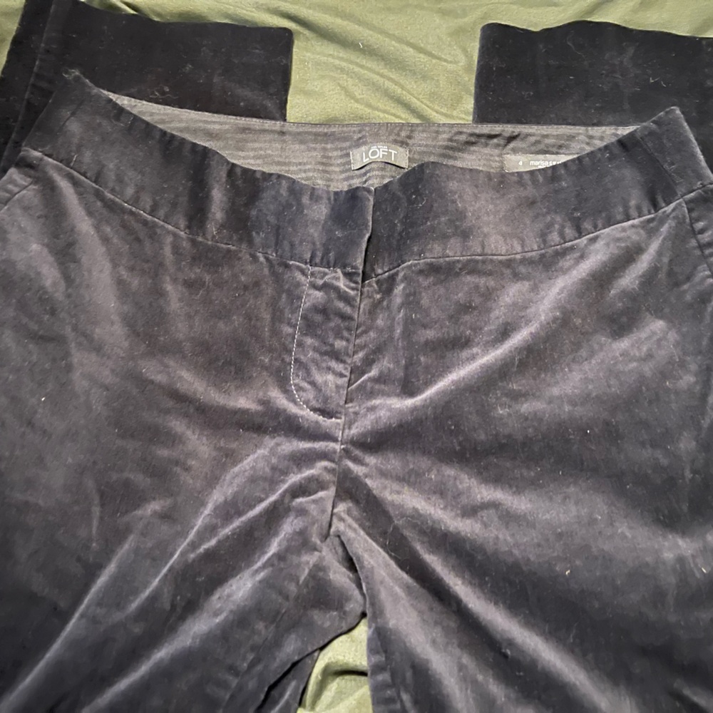 LOFT Midnight Black Velvet Trousers
